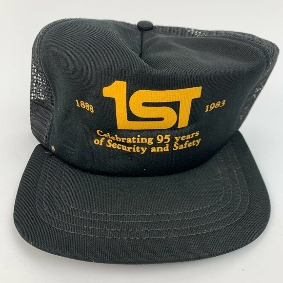 1ST Celebrating 95 Years of Security & Safety Finchers Mesh Trucker Hat Cap - Picture 1 of 8